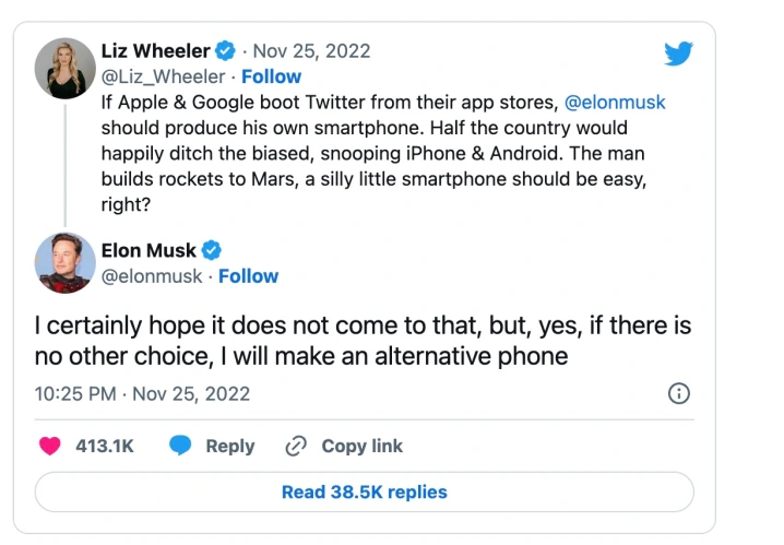 elon musk tweet on tesla phone