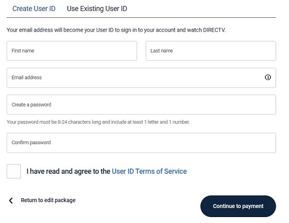 Create Account DIRECTV