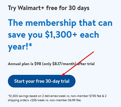 Start Walmart+ Trial